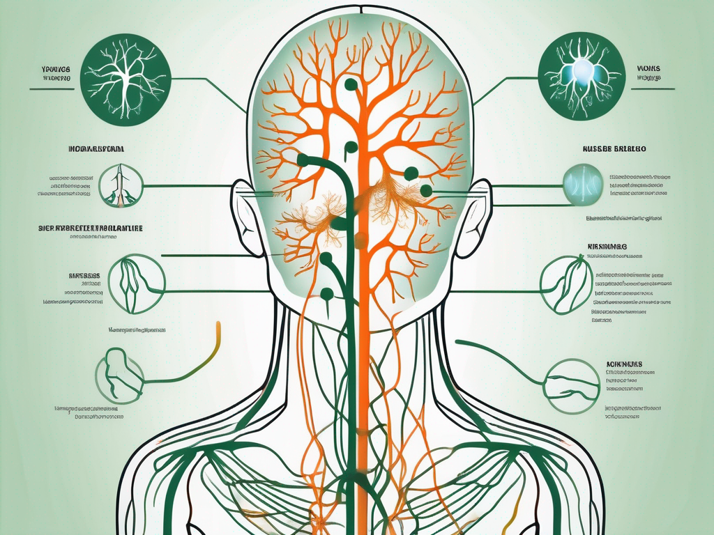 The human nervous system highlighting the vagus nerve