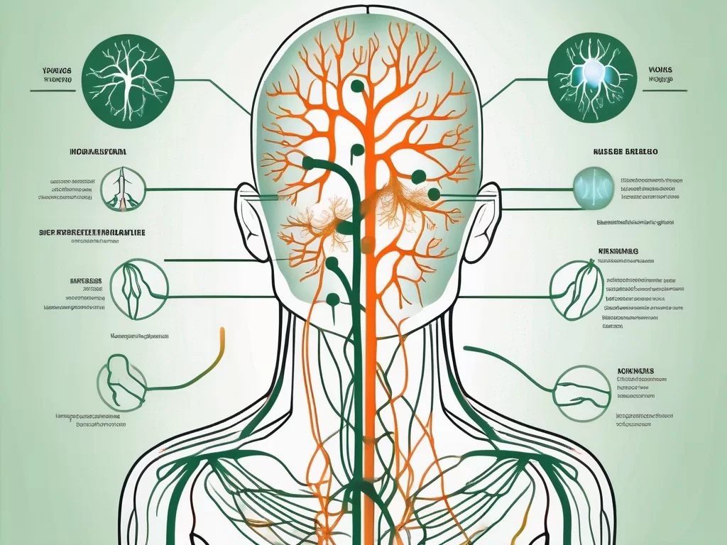 The human nervous system highlighting the vagus nerve