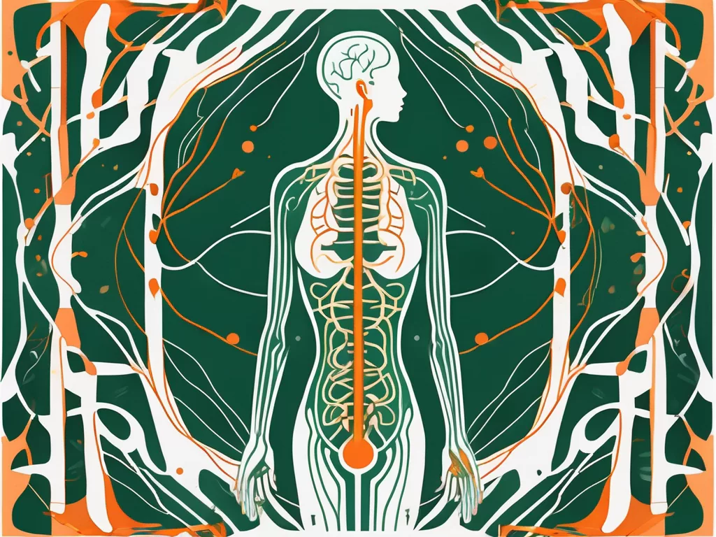 A stylized human body highlighting the path of the vagus nerve