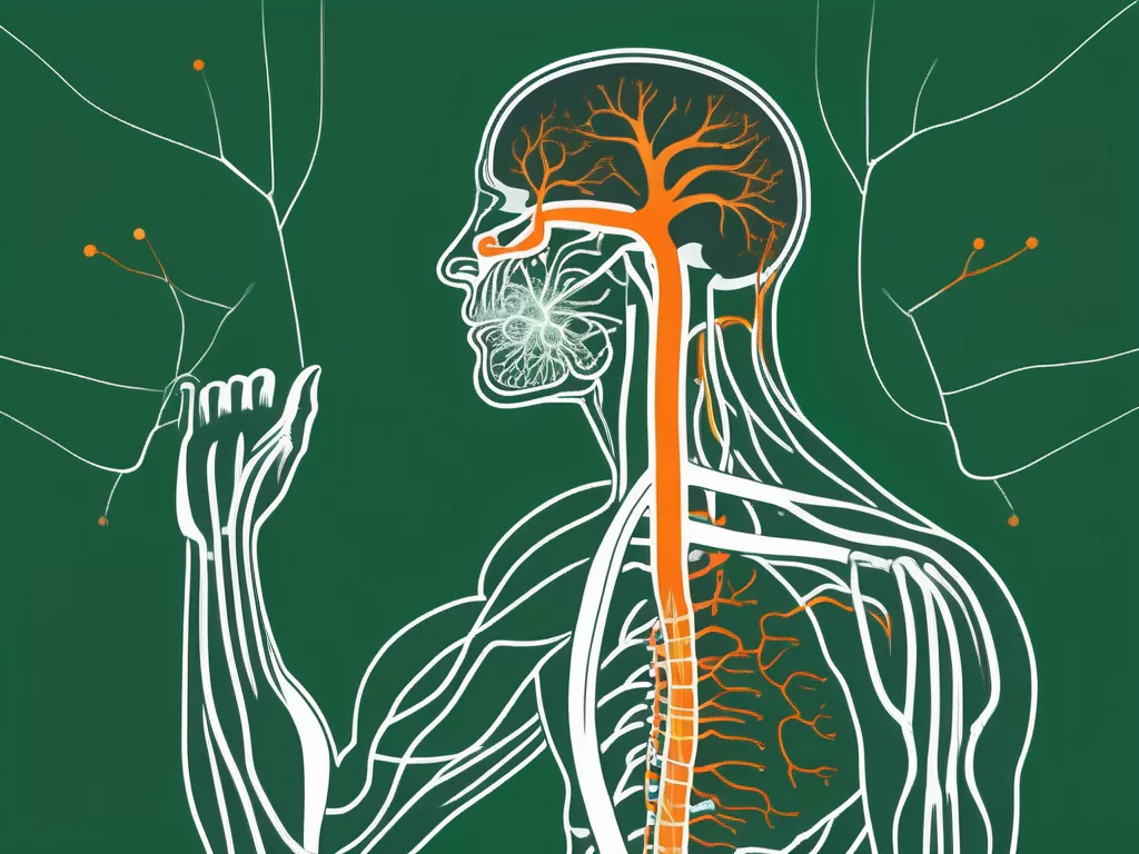 The nervus vagus (vagus nerve) extending from the brain