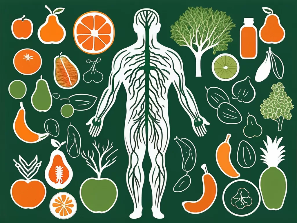A human body silhouette with the vagus nerve highlighted