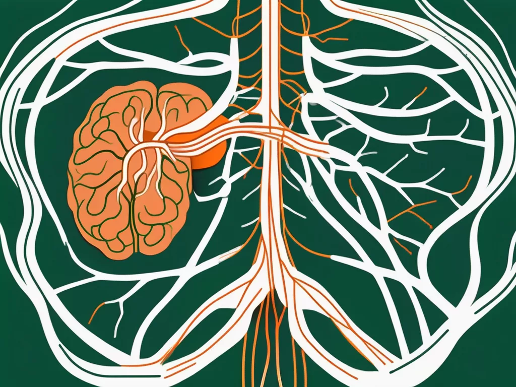 The human body showing the path of the vagus nerve