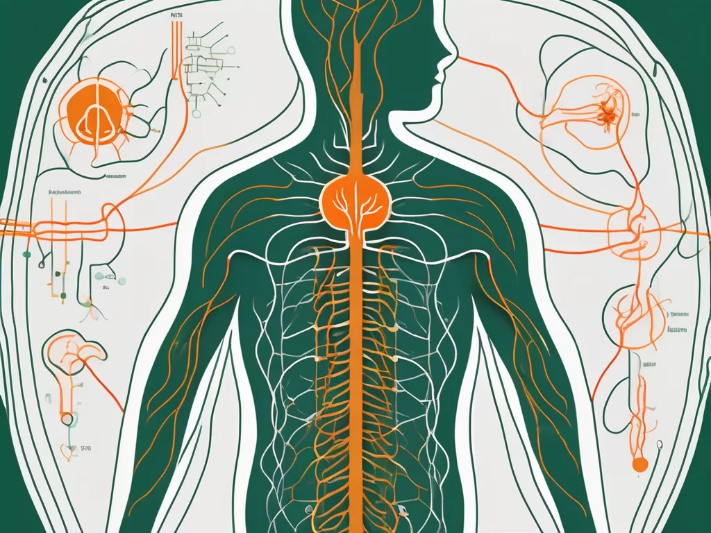 The human body showing the path of the vagus nerve