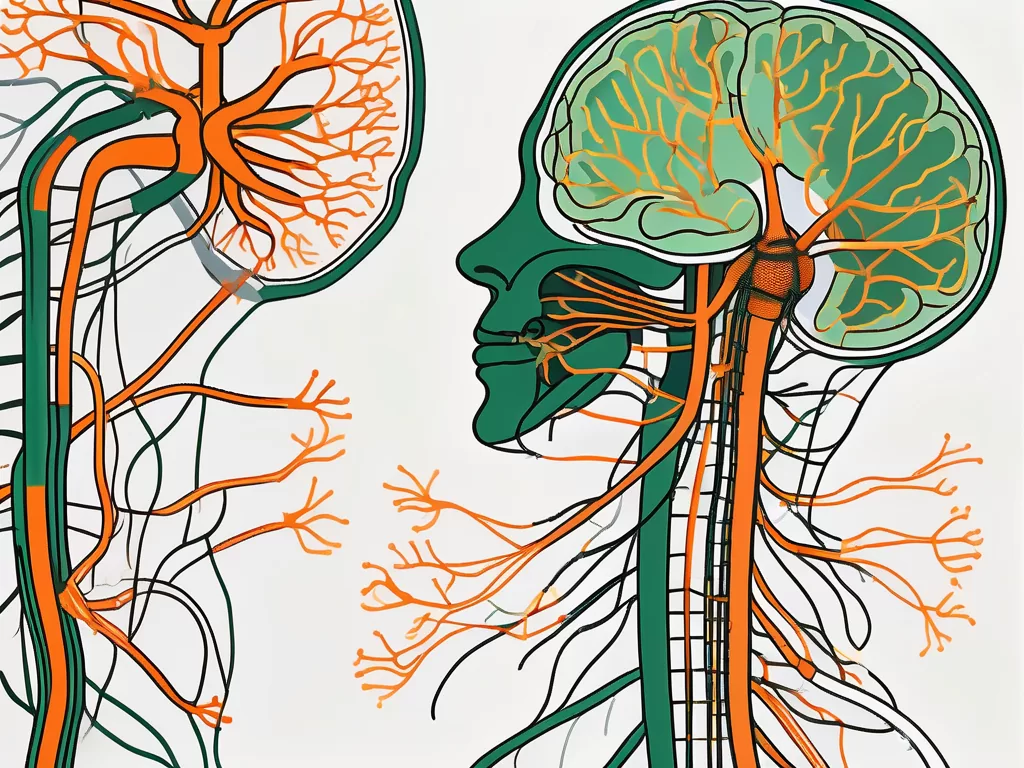 The human nervous system highlighting the vagus nerve