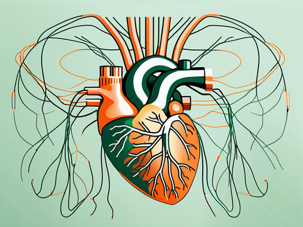 The human heart connected to the vagus nerve