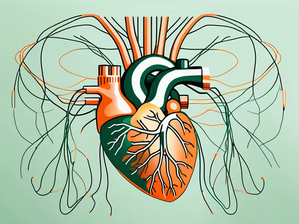 The human heart connected to the vagus nerve