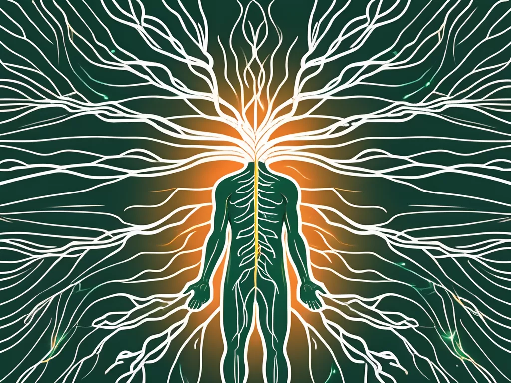 The vagus nerve highlighted within a stylized