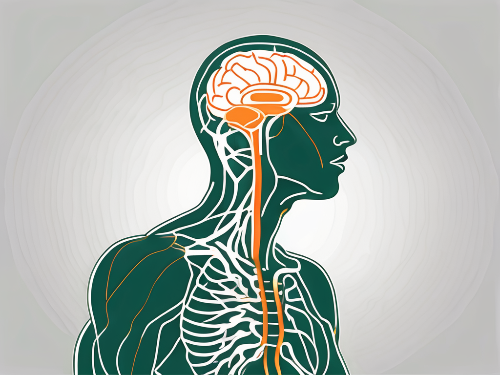 The human body highlighting the path and location of the nervus vagus