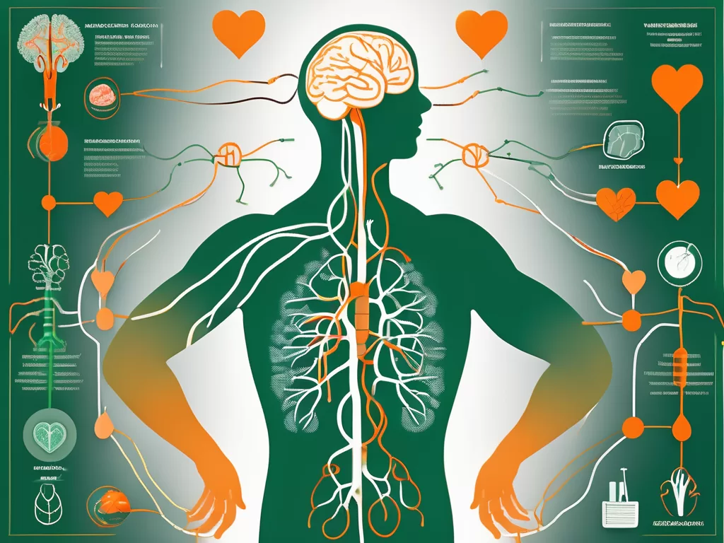 The vagus nerve highlighted in a human body silhouette