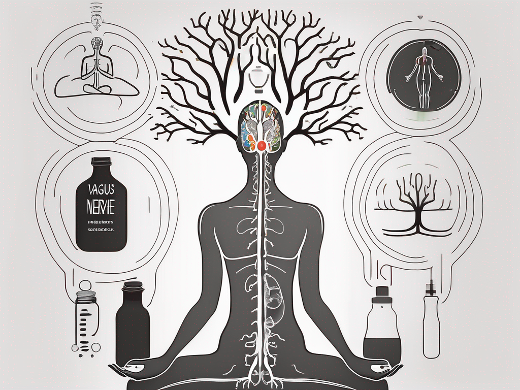 The vagus nerve in the human body with signals indicating pain