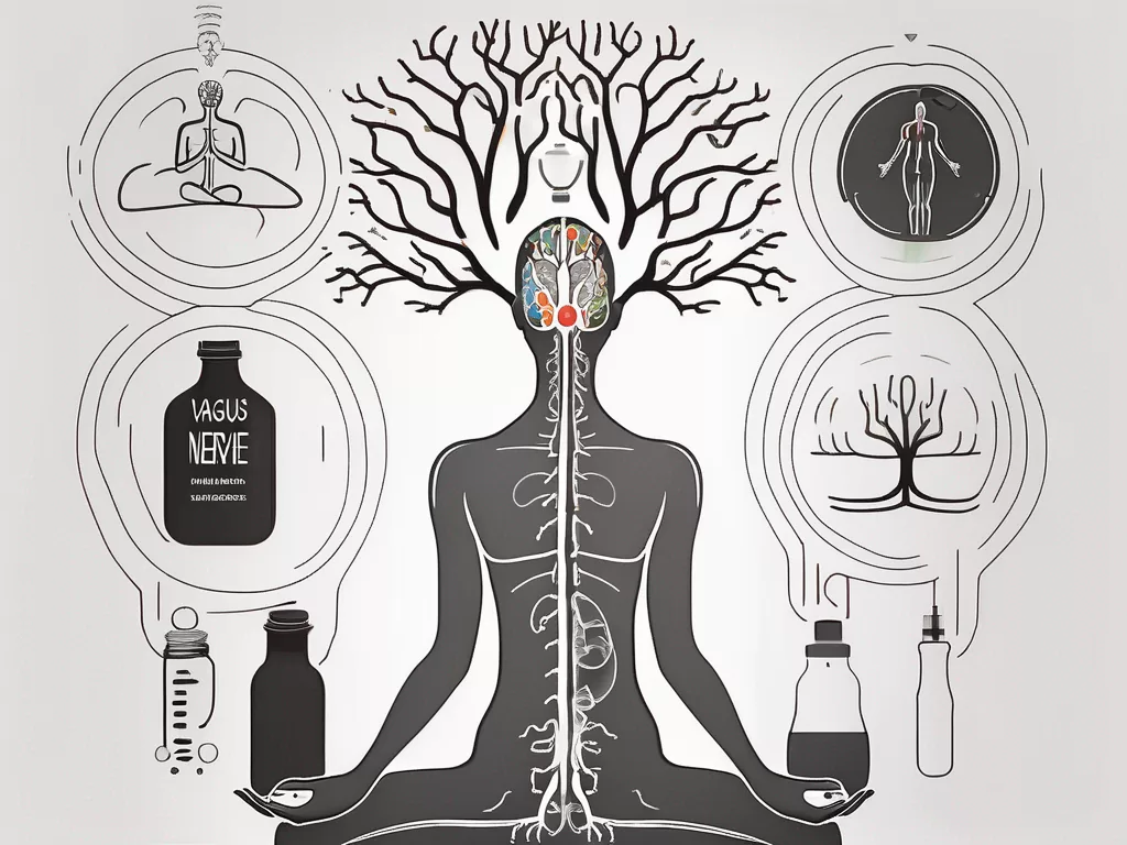 The vagus nerve in the human body with signals indicating pain