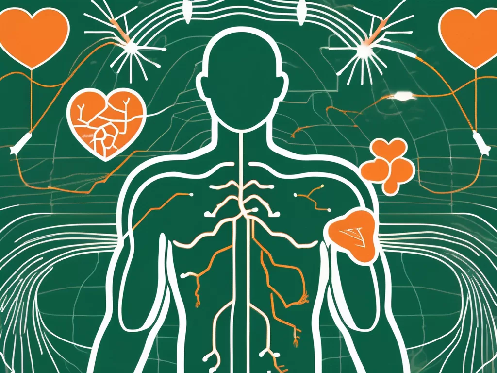 The vagus nerve highlighted in a human body silhouette