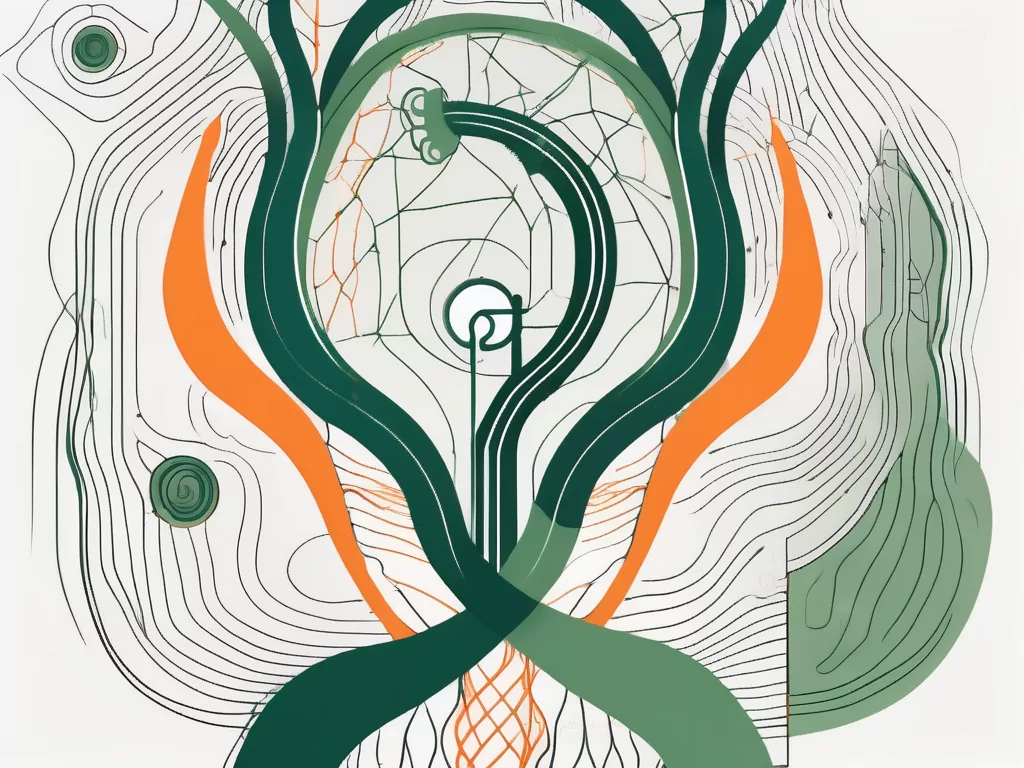 A key (symbolizing the "vagus key") intertwined with elements of the human nervous system