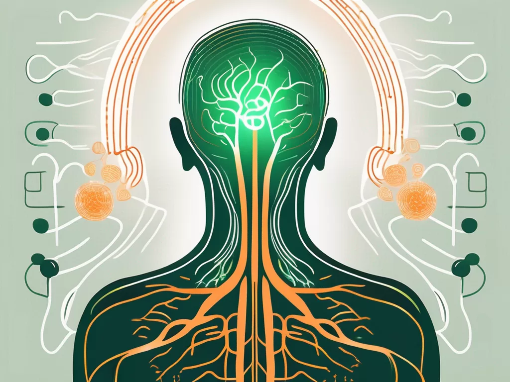 A human silhouette with the vagus nerve highlighted