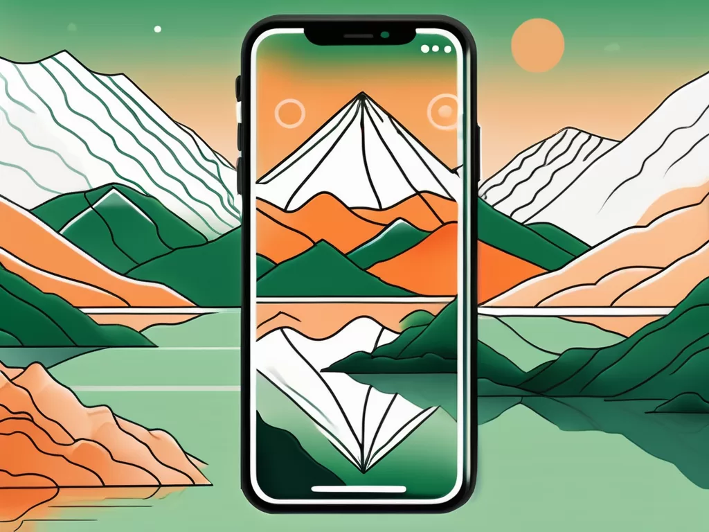A serene landscape featuring a calm lake and a majestic mountain range