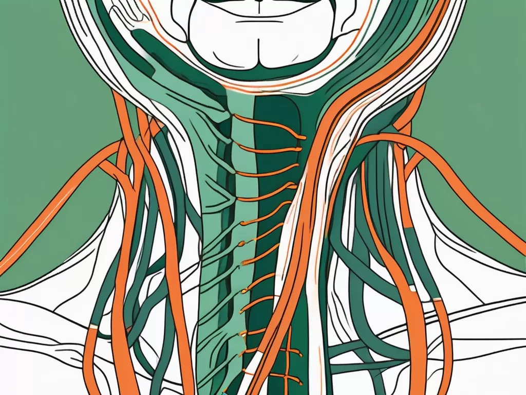 A neck with a detailed view of the carotid artery and vagus nerve