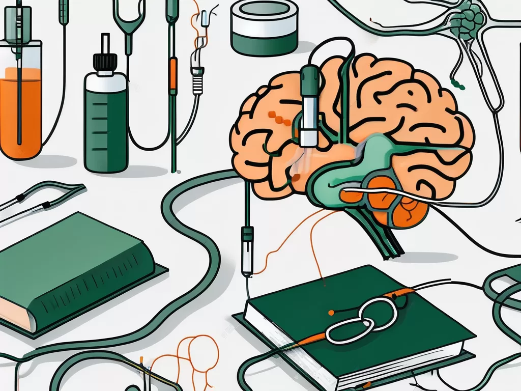 A brain connected to a heart via a nerve line
