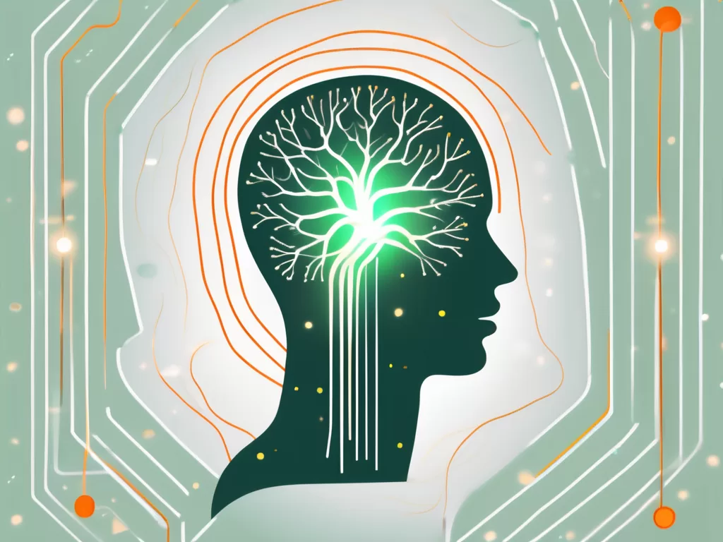 The vagus nerve in a human body with light rays or sparkles around it