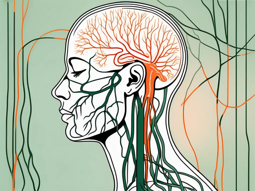 The human nervous system highlighting the vagus nerve