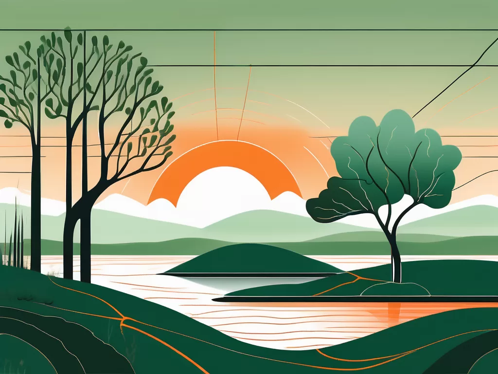 A serene landscape with elements symbolizing relaxation