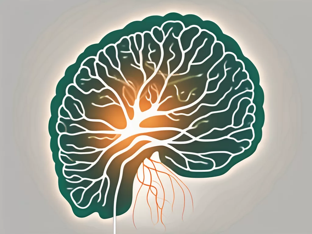 A brain connected to a heart through a nerve