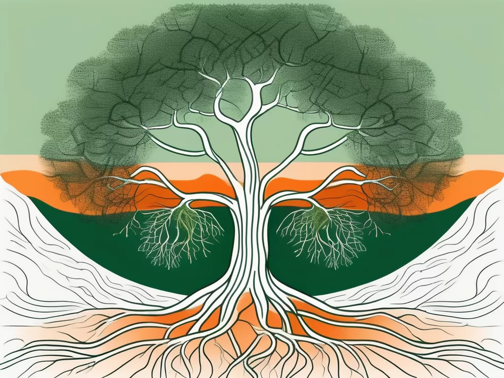 A serene landscape with a tree at the center