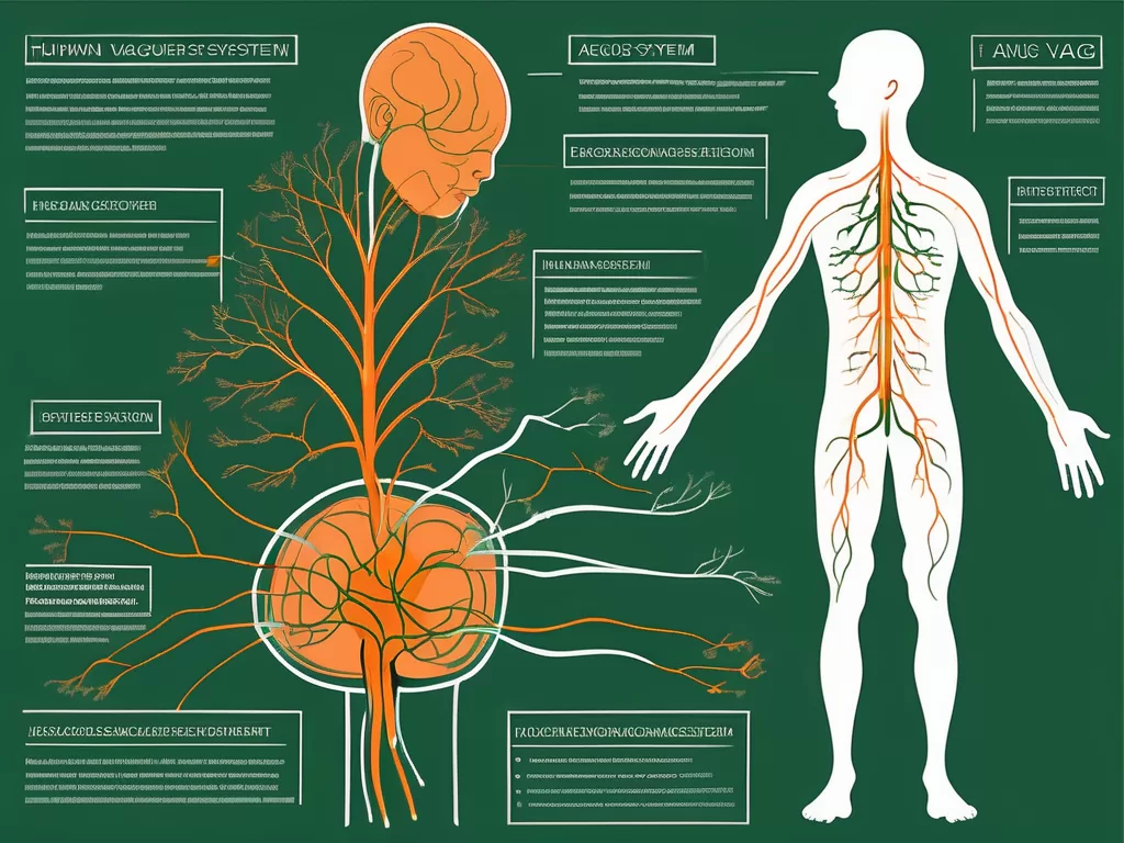 The human nervous system highlighting the vagus nerve