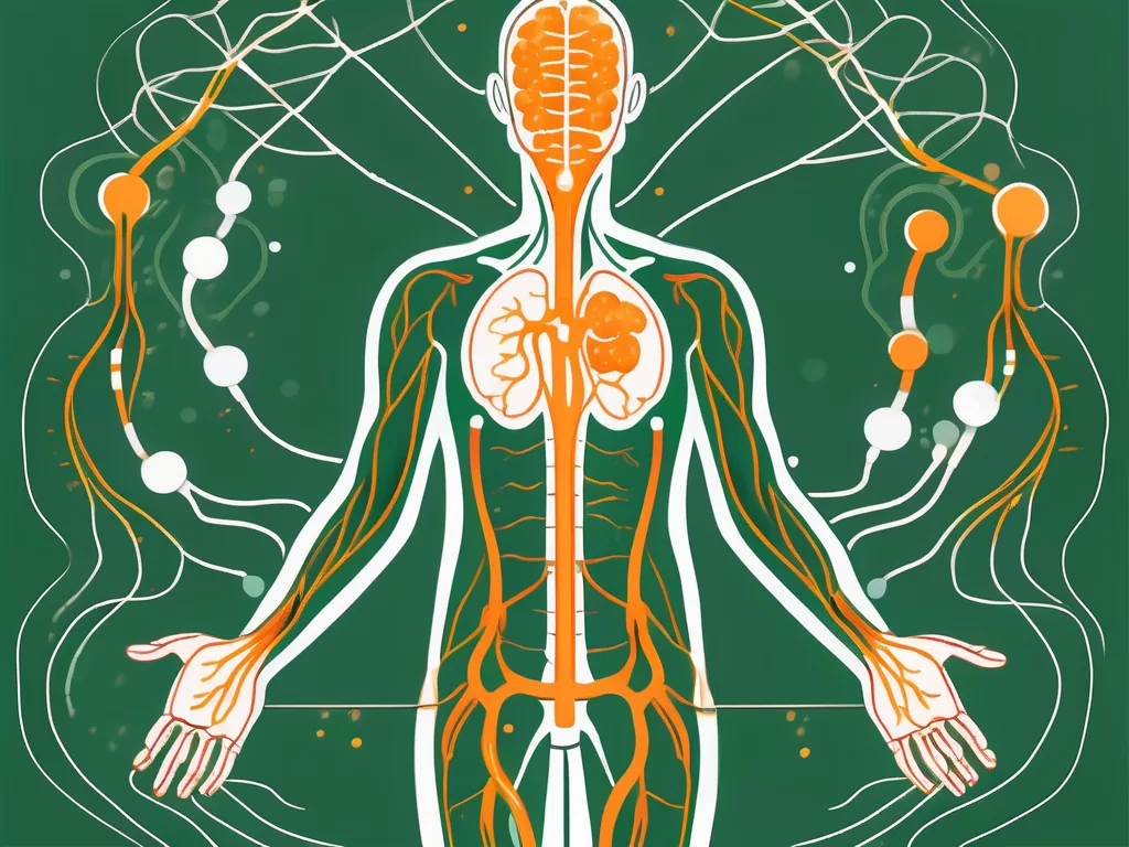 The vitamin d molecule interacting with the vagus nerve in a human body