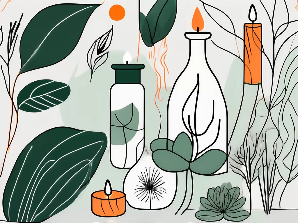 A serene yoga mat surrounded by calming elements like candles and plants