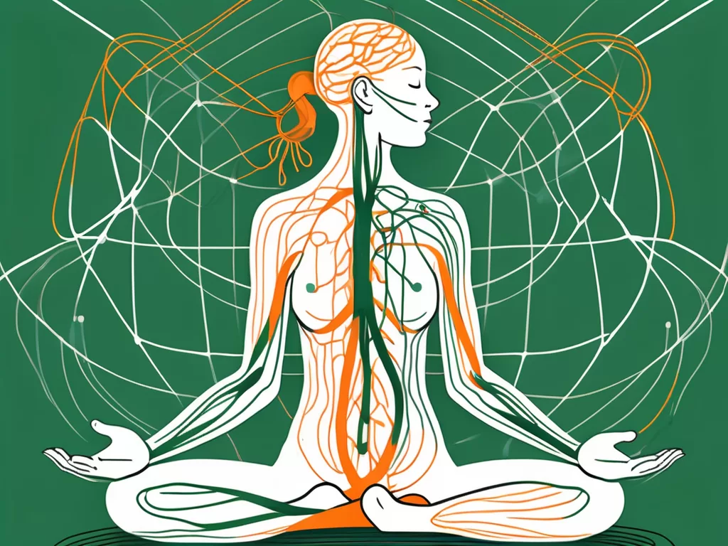 The ventral vagus nerve highlighted in a human body