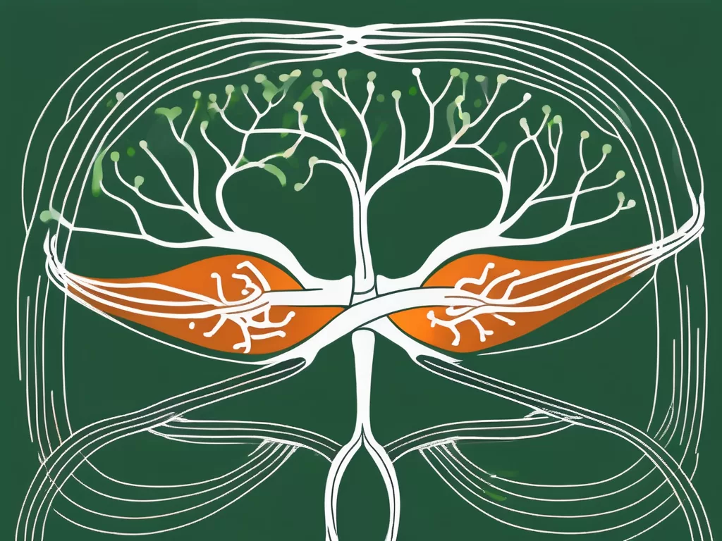 The vagus nerve as a bridge connecting a symbol of the body (like a heart) on one side and a symbol of the mind (like a brain) on the other