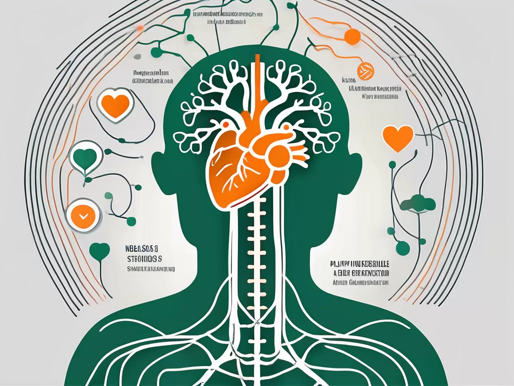 The human nervous system highlighting the vagus nerve