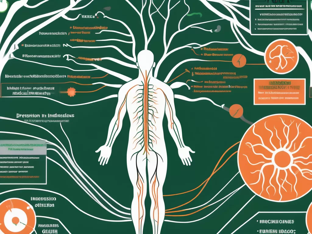 The vagus nerve in a human body outline