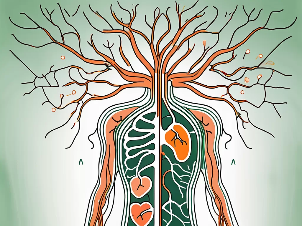The vagus nerve branching out from the brain