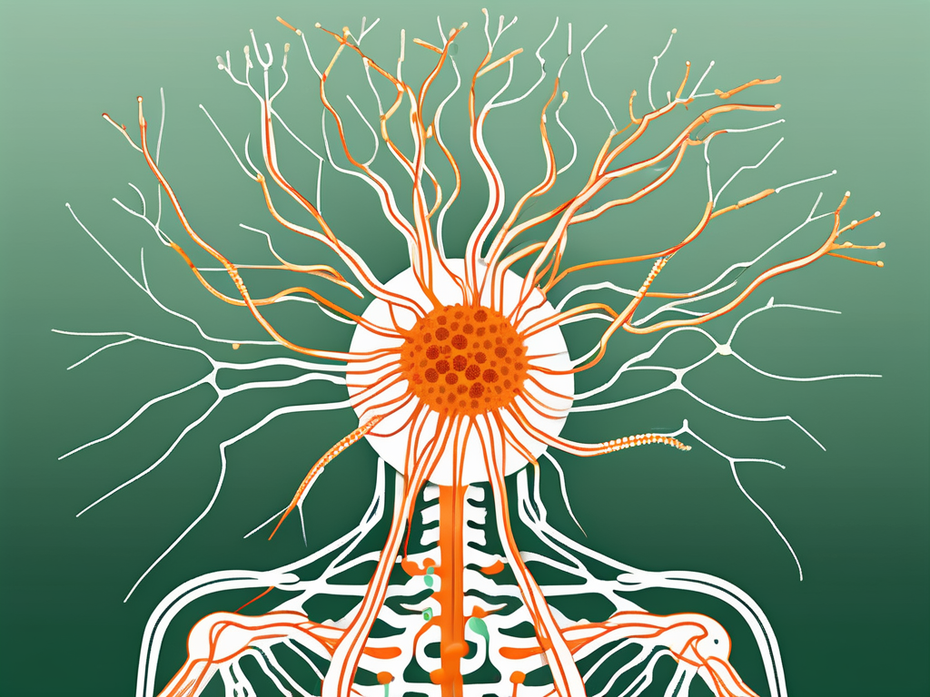 The vagus nerve interacting with a representation of the corona virus