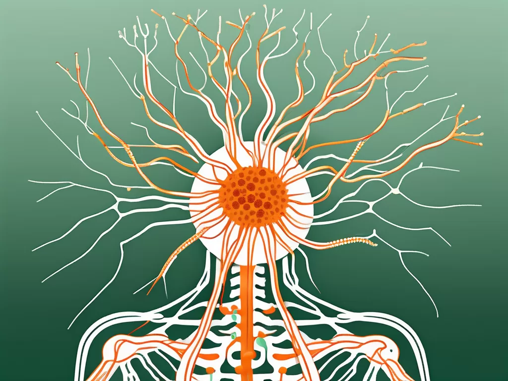 The vagus nerve interacting with a representation of the corona virus