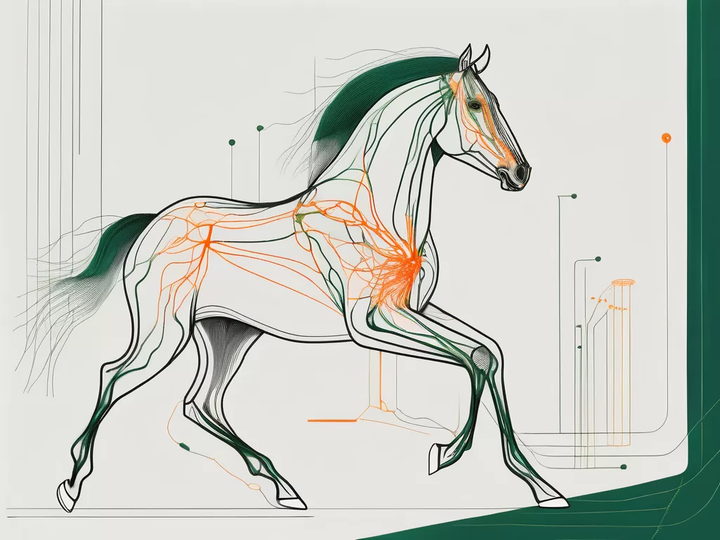 A horse with a transparent area showcasing the nervus vagus nerve system in its body