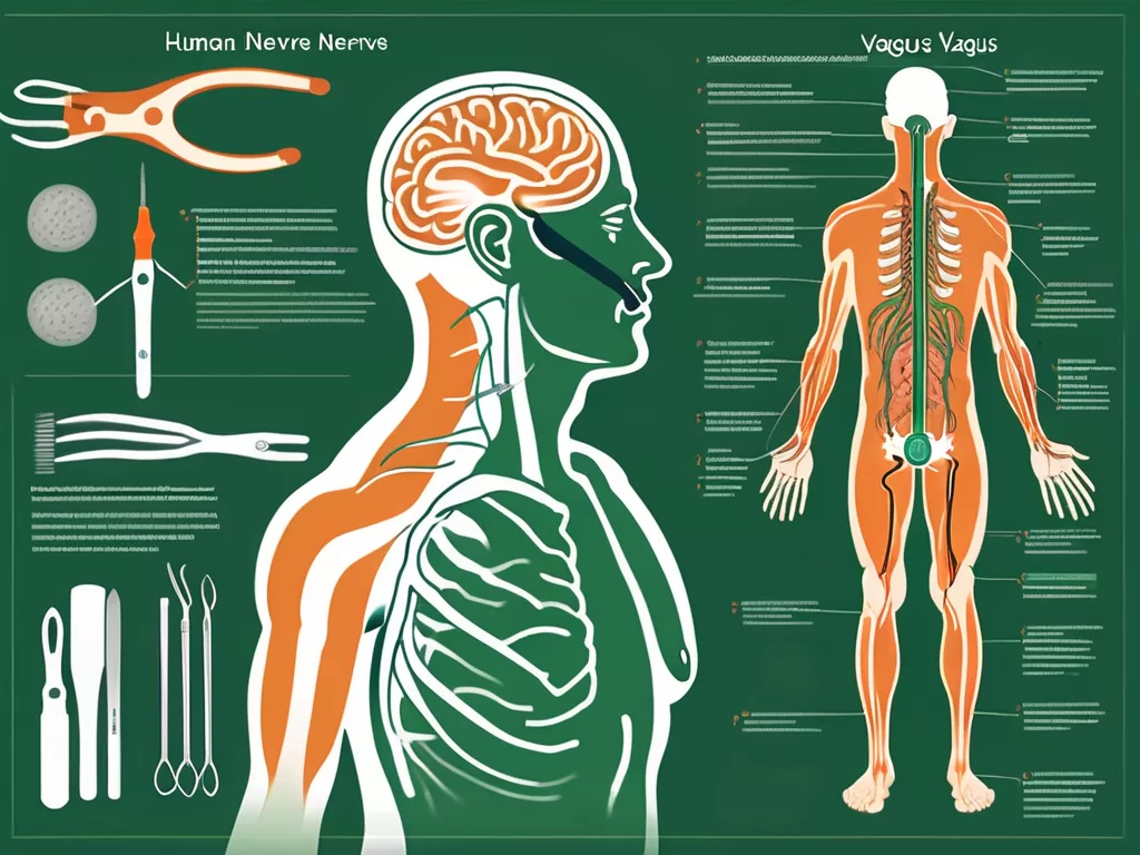 The nervus vagus (vagus nerve) in the human body