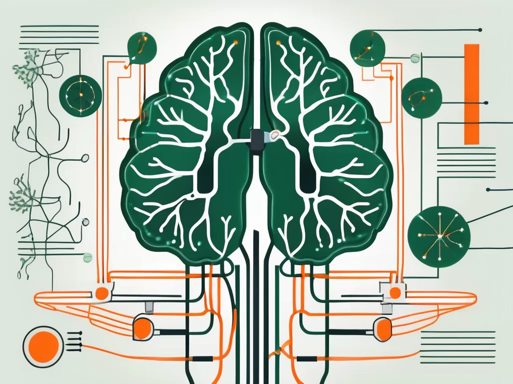 An external vagus nerve stimulator device connected to a stylized graphic of a brain