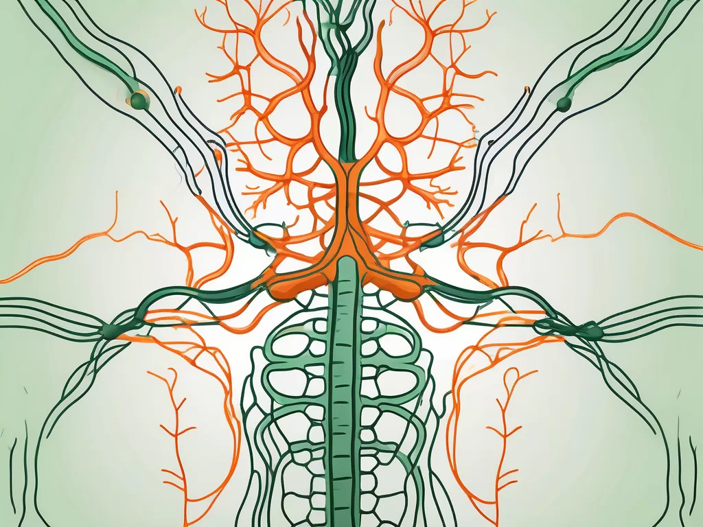 The serotonin molecule interacting with the vagus nerve