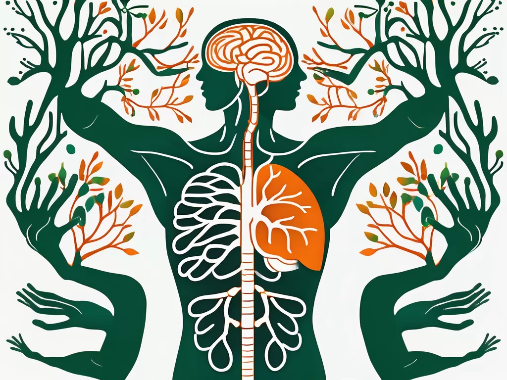 The nervus vagus as it descends from the brain through the neck and branches out into the chest and abdomen