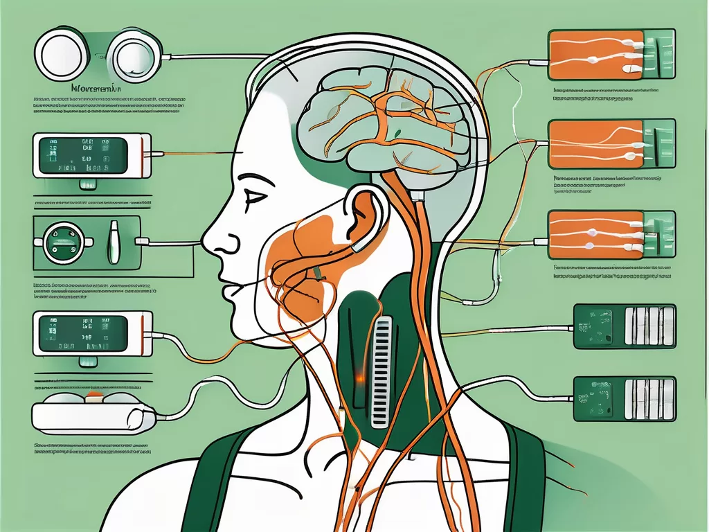 A tens machine with electrodes attached to the neck area