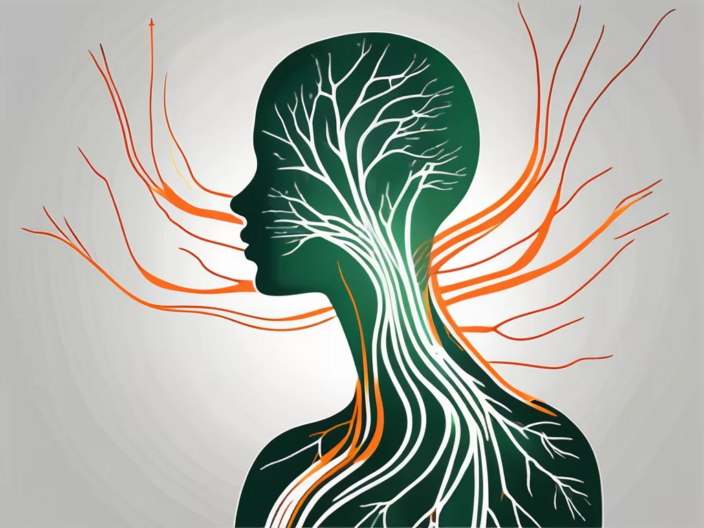 A human body silhouette showcasing the nervous system