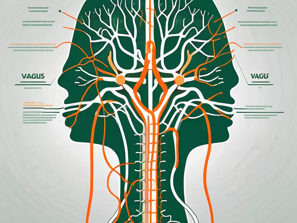 The human nervous system highlighting the vagus nerve