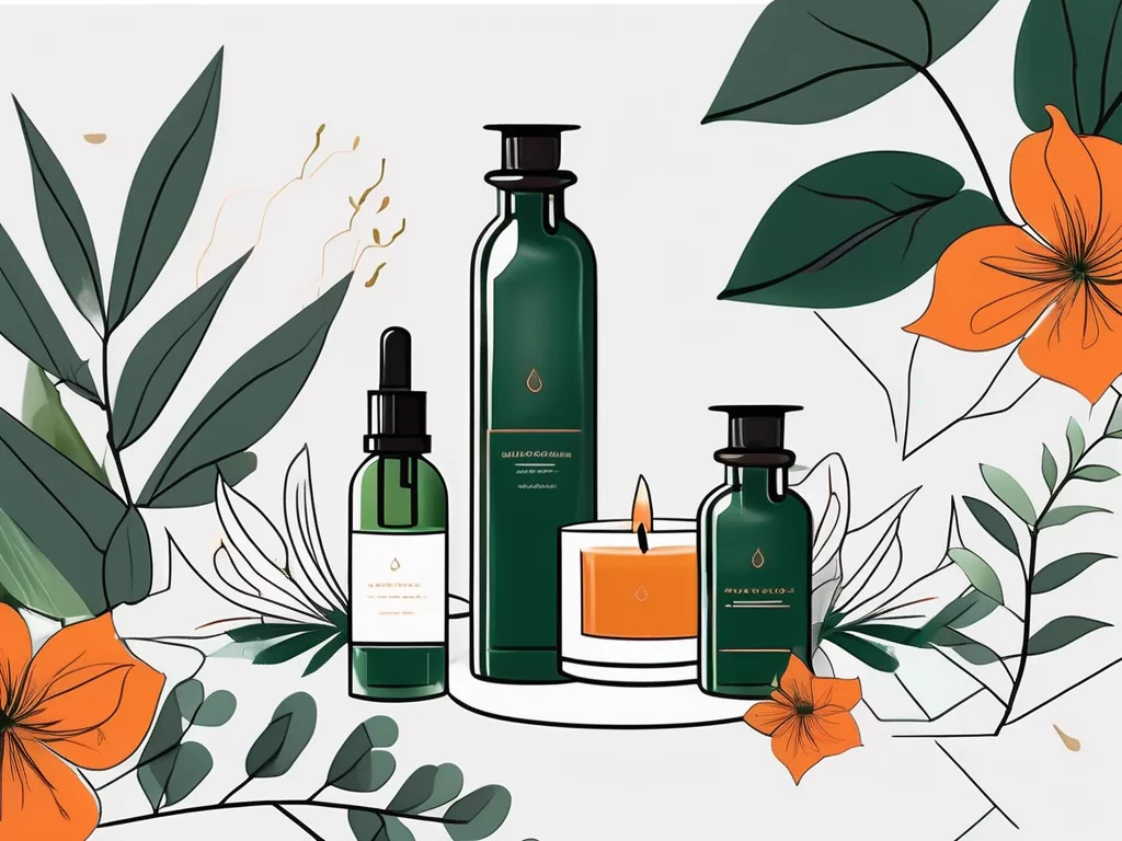A serene and tranquil setting with a bottle of vagus oil prominently displayed