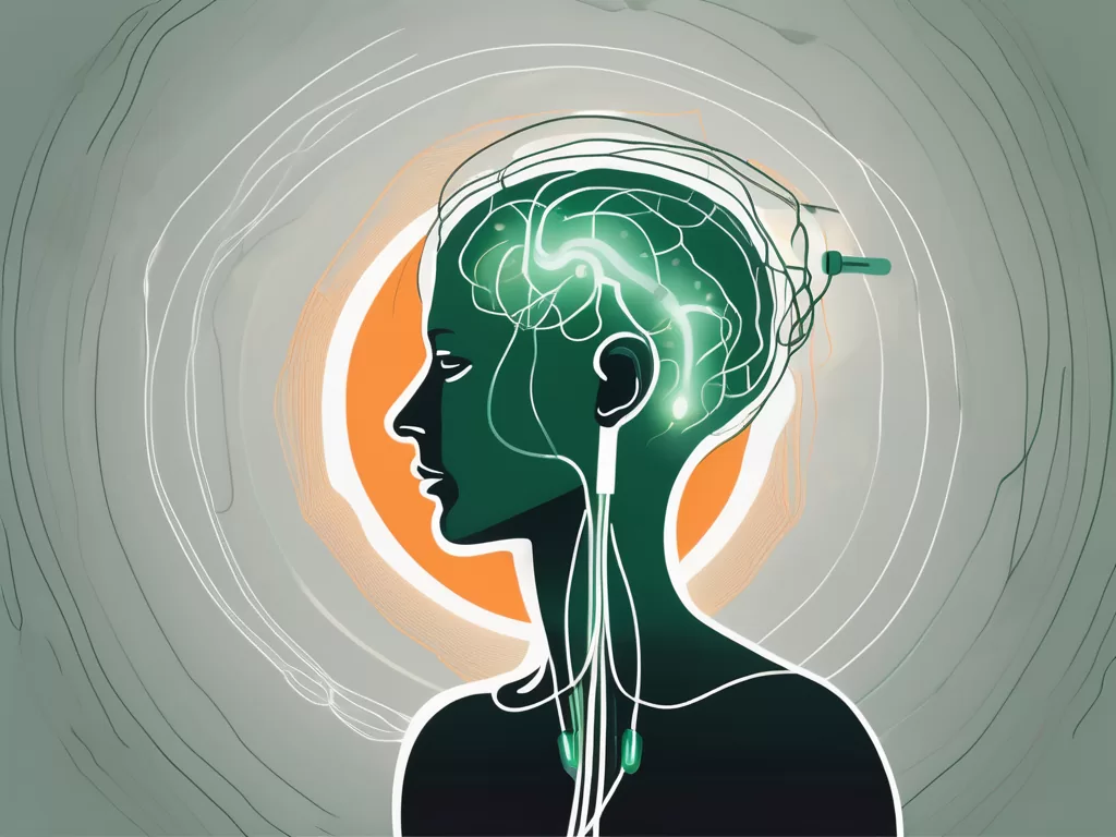 A stylized human silhouette with the vagus nerve highlighted