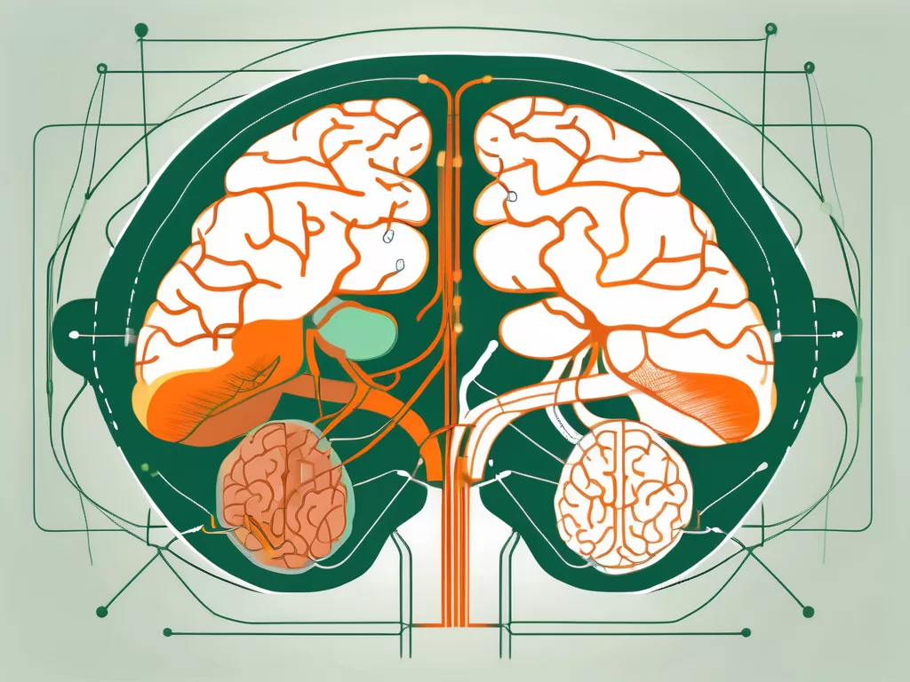 The human brain with the nervus vagus and hypothalamus highlighted