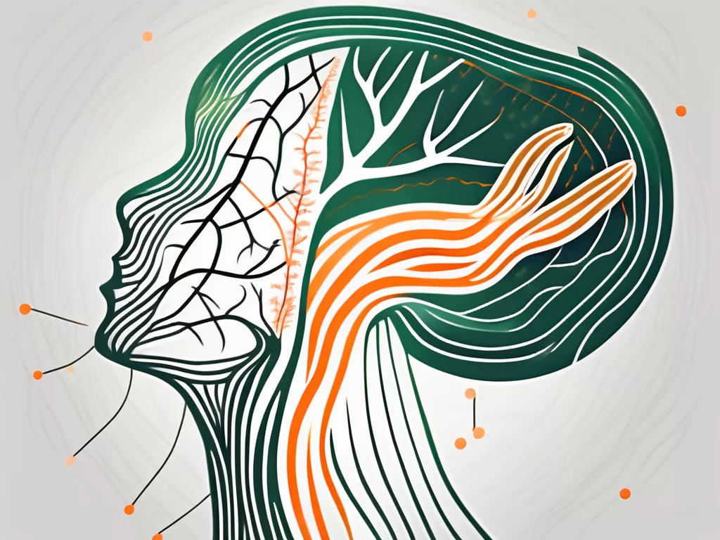 The human nervous system highlighting the vagus nerve