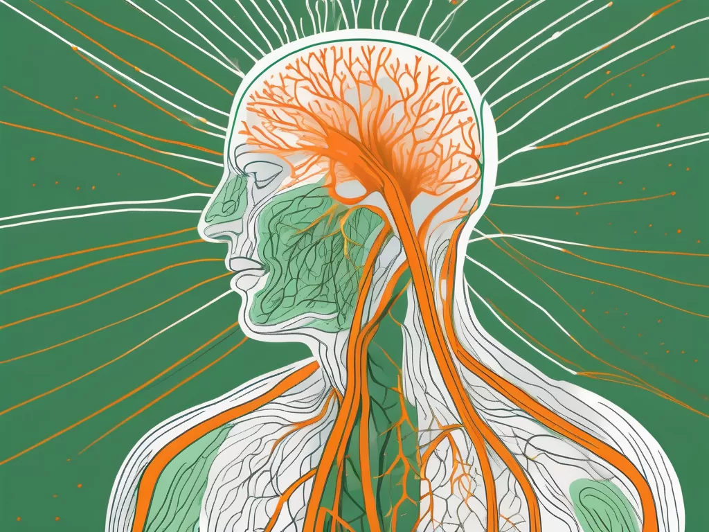 The vagus nerve in the human body with magnesium particles interacting with it
