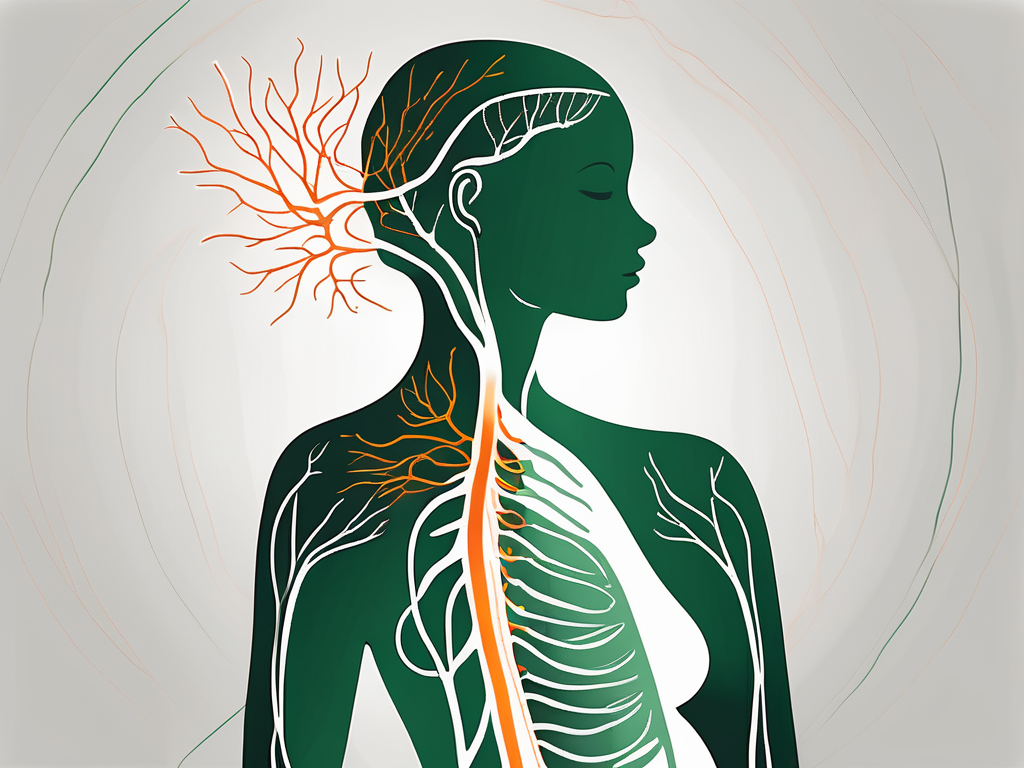 The vagus nerve in relation to a stylized silhouette of a pregnant woman's body